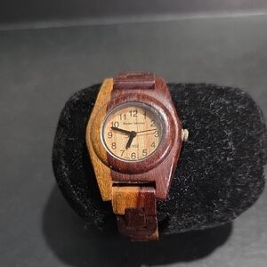 Men's Wooden Analog Watch with Brown and Tan Finish